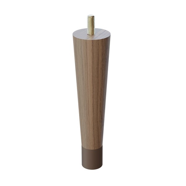 Designs Of Distinction 6" Round Tapered Leg with bolt and 1" Warm Bronze Ferrule - Walnut 01240006WLWB6 - main
